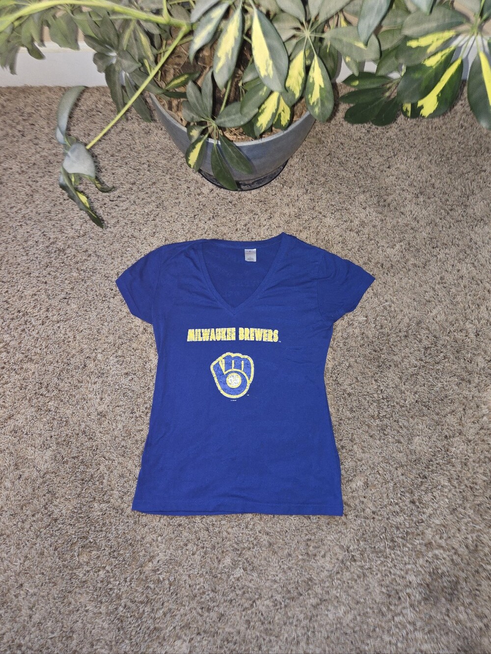 Milwaukee Brewers V-Neck Tee Wmns Sz Lg